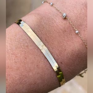 Solid Gold 14k Herringbone Bracelet